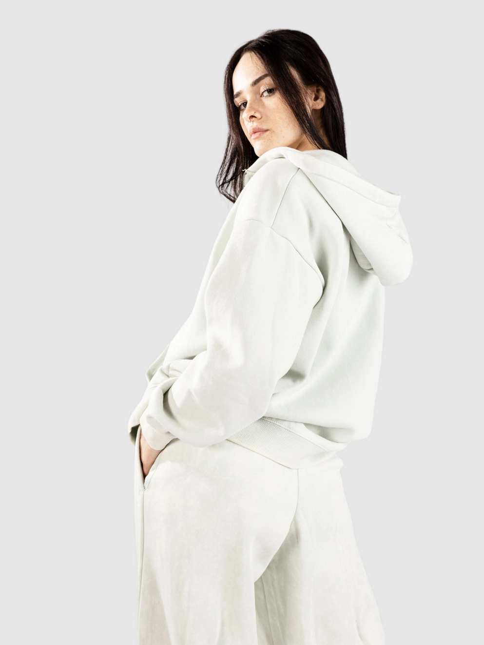Ninth Hall Meena Full Zip Hoodie aqua mineral wash