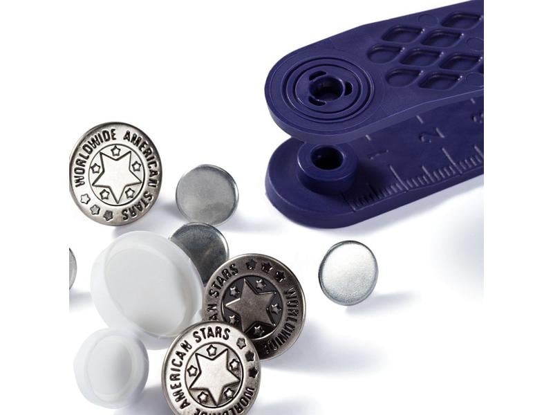 Prym Knöpfe American Star 17 mm, 8 Stück Nähfreie Jeansknöpfe