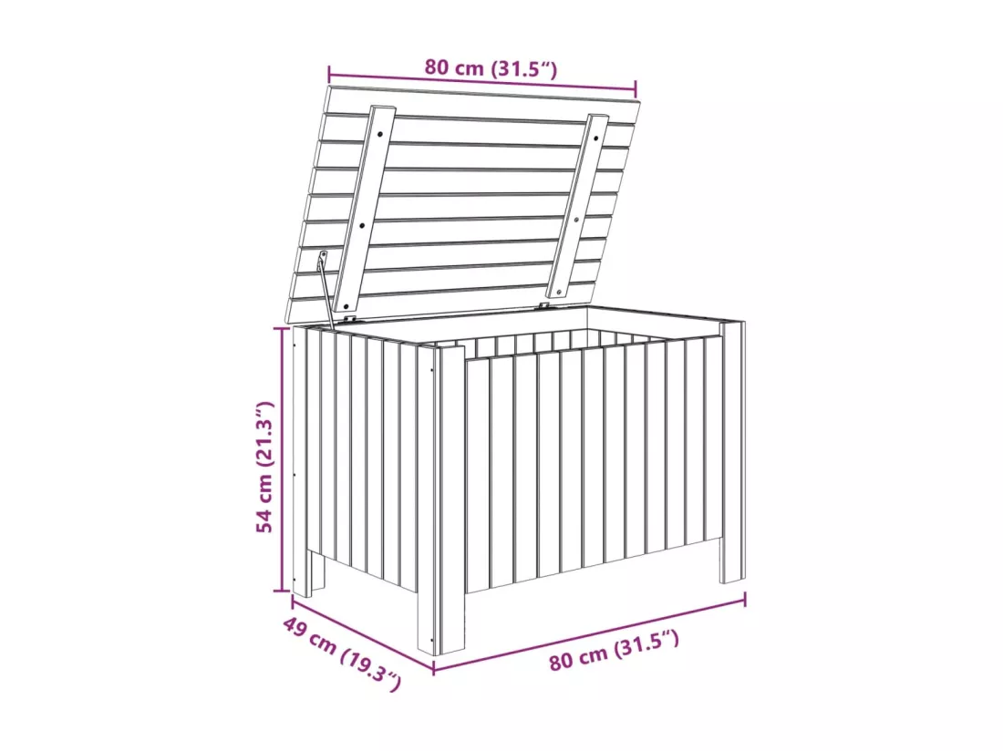 Boîte de rangement avec couvercle RANA blanc bois massif de pin