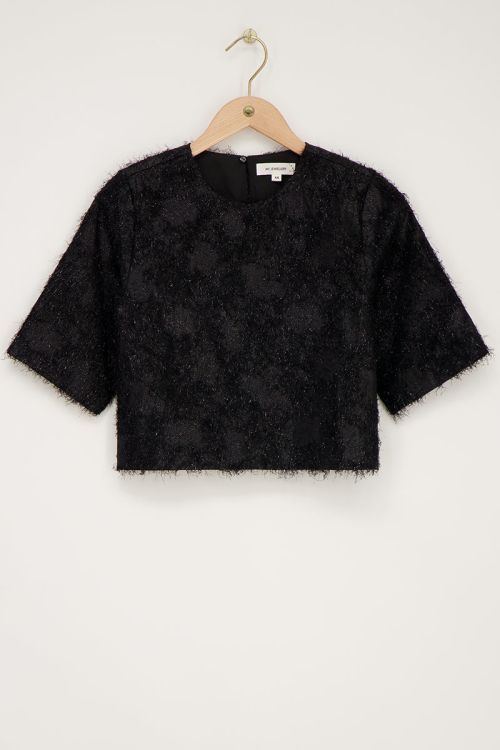 Zwarte jacquard cropped top