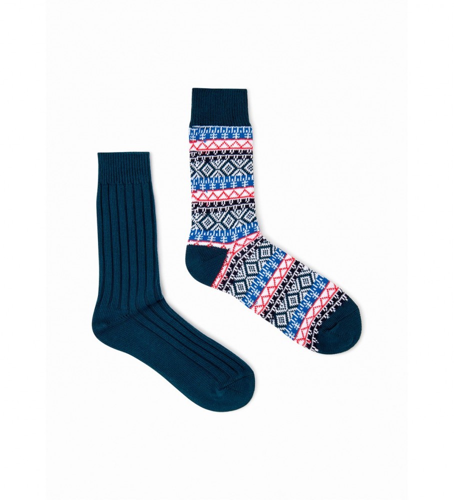 Pacote com 2 pares de meias grossas Pepe Jeans Fair, azul marinho