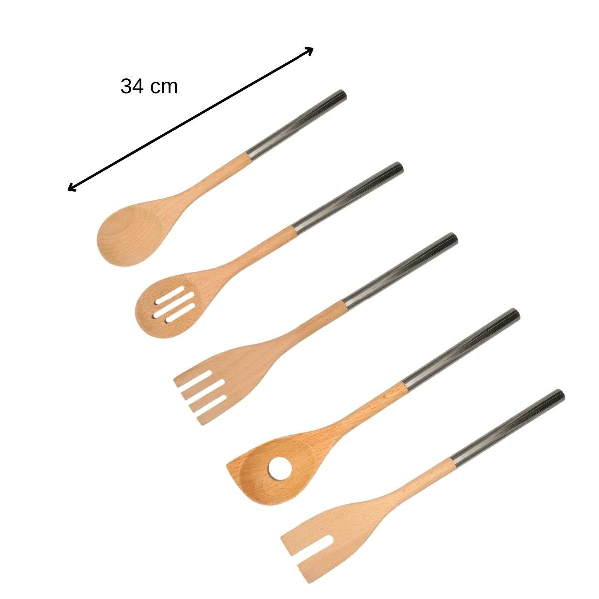 Ensemble de 5 couverts en bois et inox Boissellerie Fackelmann