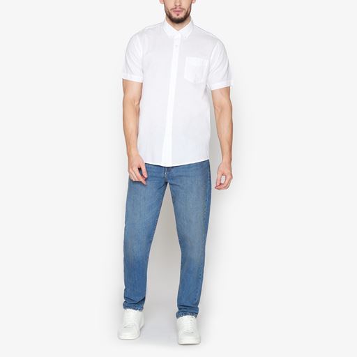 Signal Solid Seersucker Skjorte, White, 3XL