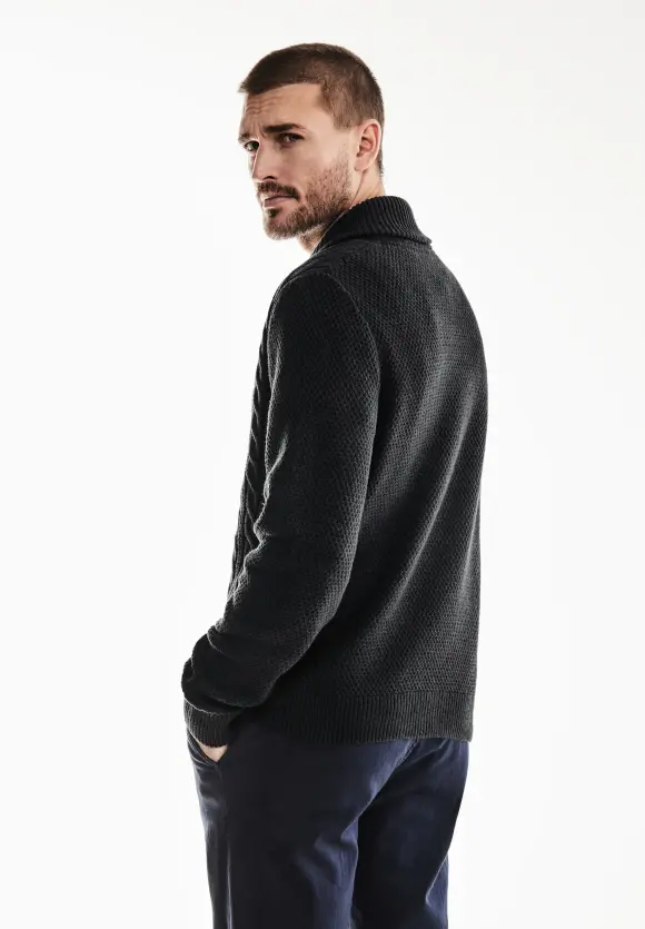 Pullover mit Strickmuster - anthra grey melange