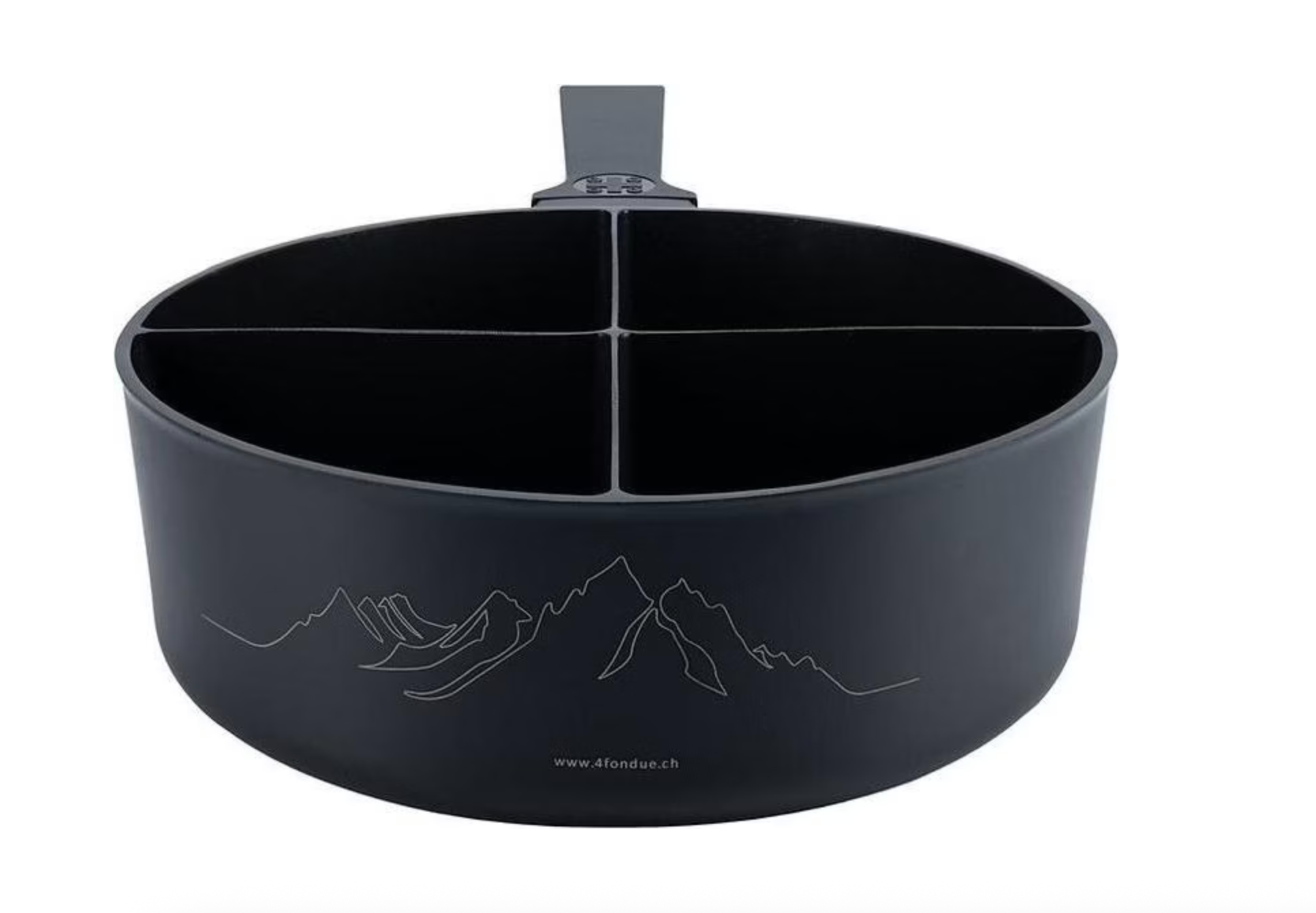 Ø25cm 4in1 Gusseisen Fondue Caquelon für Käse / Chinoise / Schokolade Fondue (DT-01577) - Schwarz