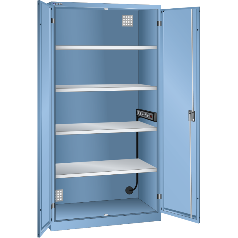 LISTA - Armoire charge batterie H 195 x L 100 x P 58 cm - 1 rampe électrique avec 5 prises 230V sur la paroi latérale