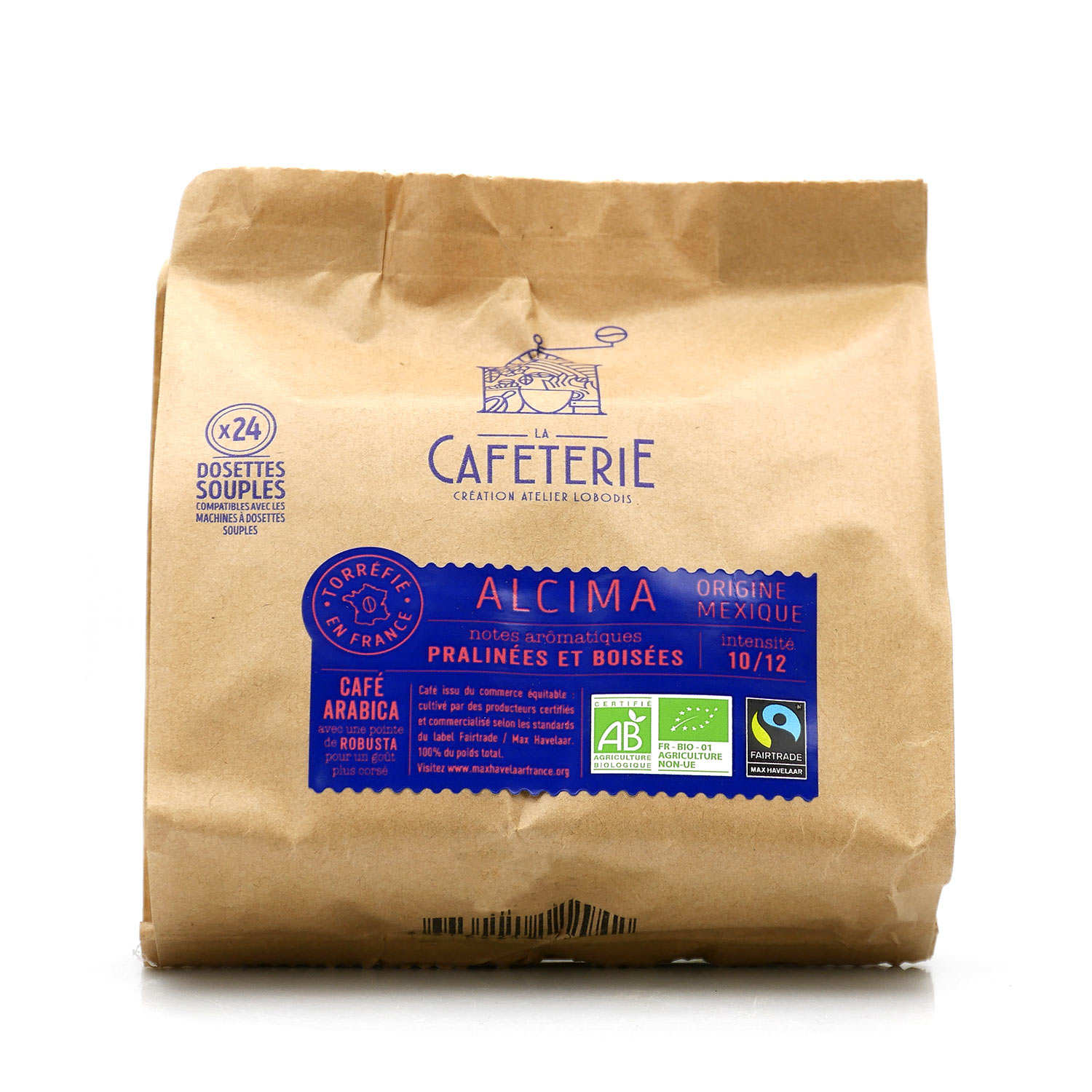 Café bio Alcima pure origine Mexique - Café en dosettes souples