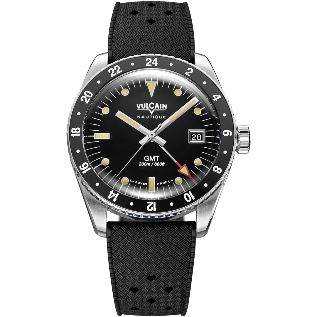 Vulcain Skindiver Nautique GMT Black - Luminova Beige