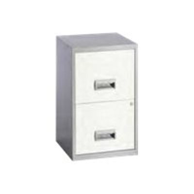 Classeur 2 tiroirs pour dossiers suspendus - 66 x 40 x 40 cm - alu/blanc