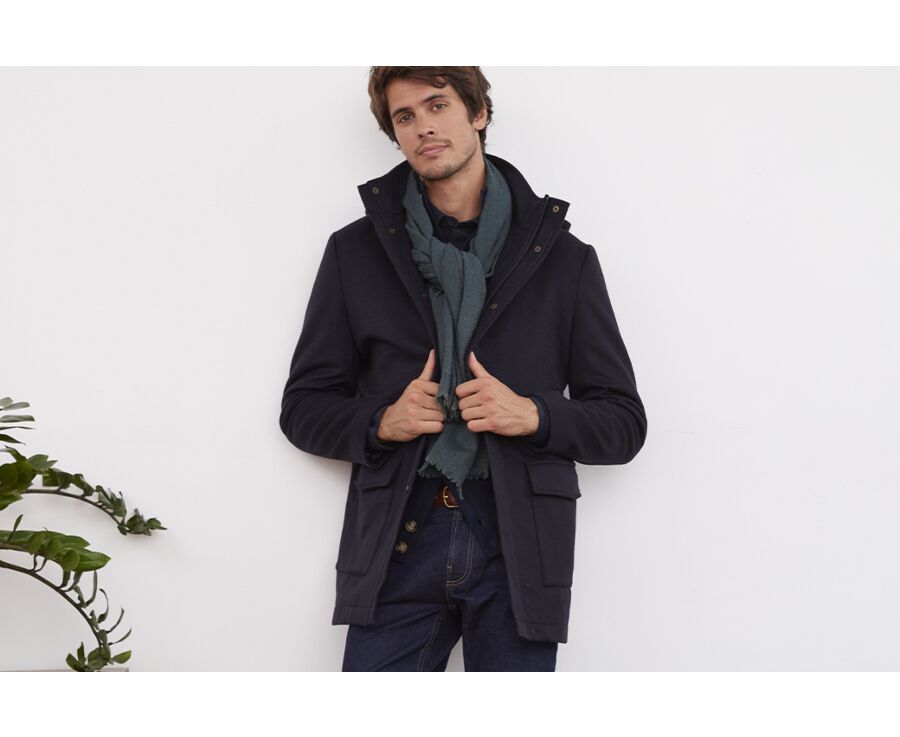 Manteau homme laine cachemire Marine - GRELLAN
