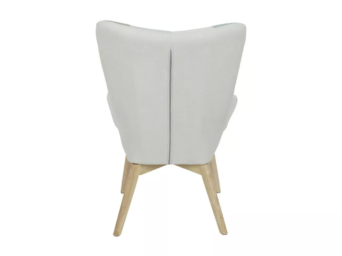 DAMAS - Fauteuil Motif Patchwork Bleu et Gris