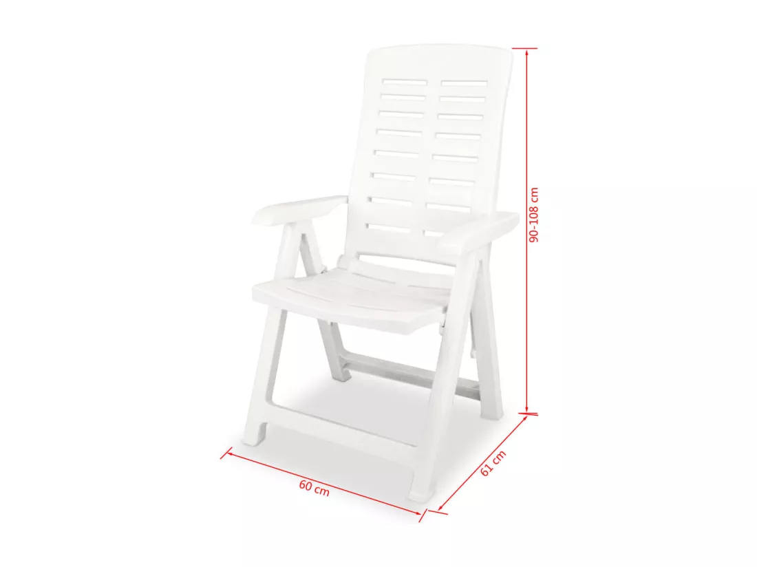 2 pièces Chaises inclinables de jardin Plastique Blanc