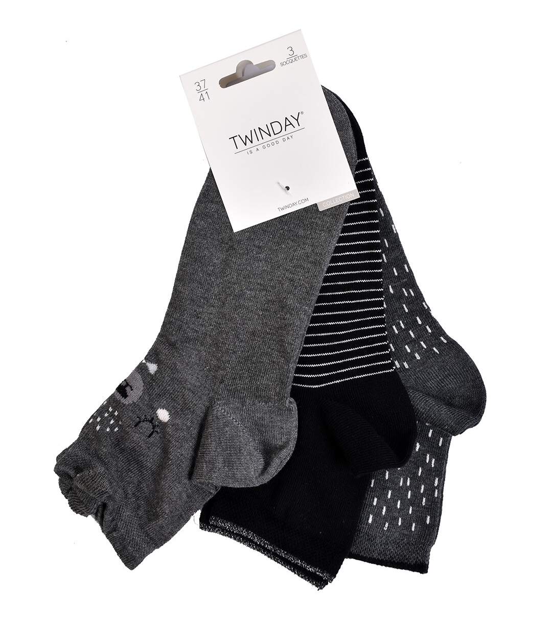 Chaussettes femme TWINDAY Qualité et Confort-Assortiment modèles photos selon arrivages- Pack de 6 Paires OURSON 35066