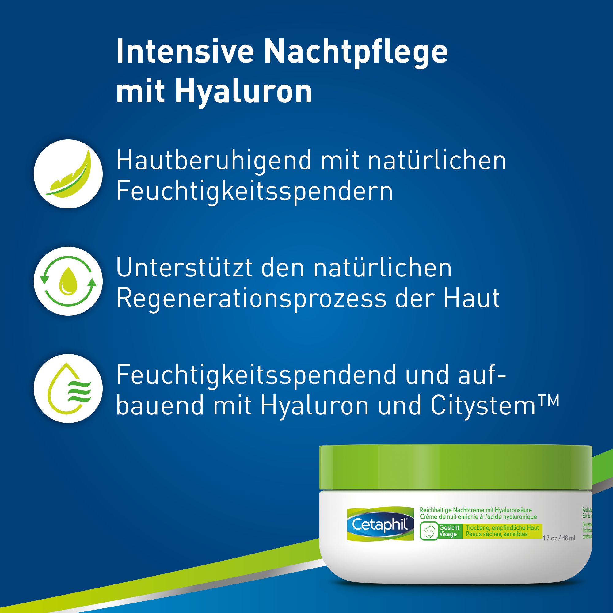 CETAPHIL Reichhaltige Nachtcreme mit Hyaluronsäure für trockene Gesichtshaut