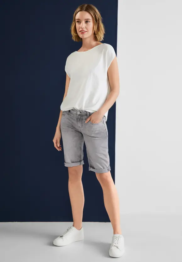 Casual Fit Jeansbermuda - autentic grey bleach