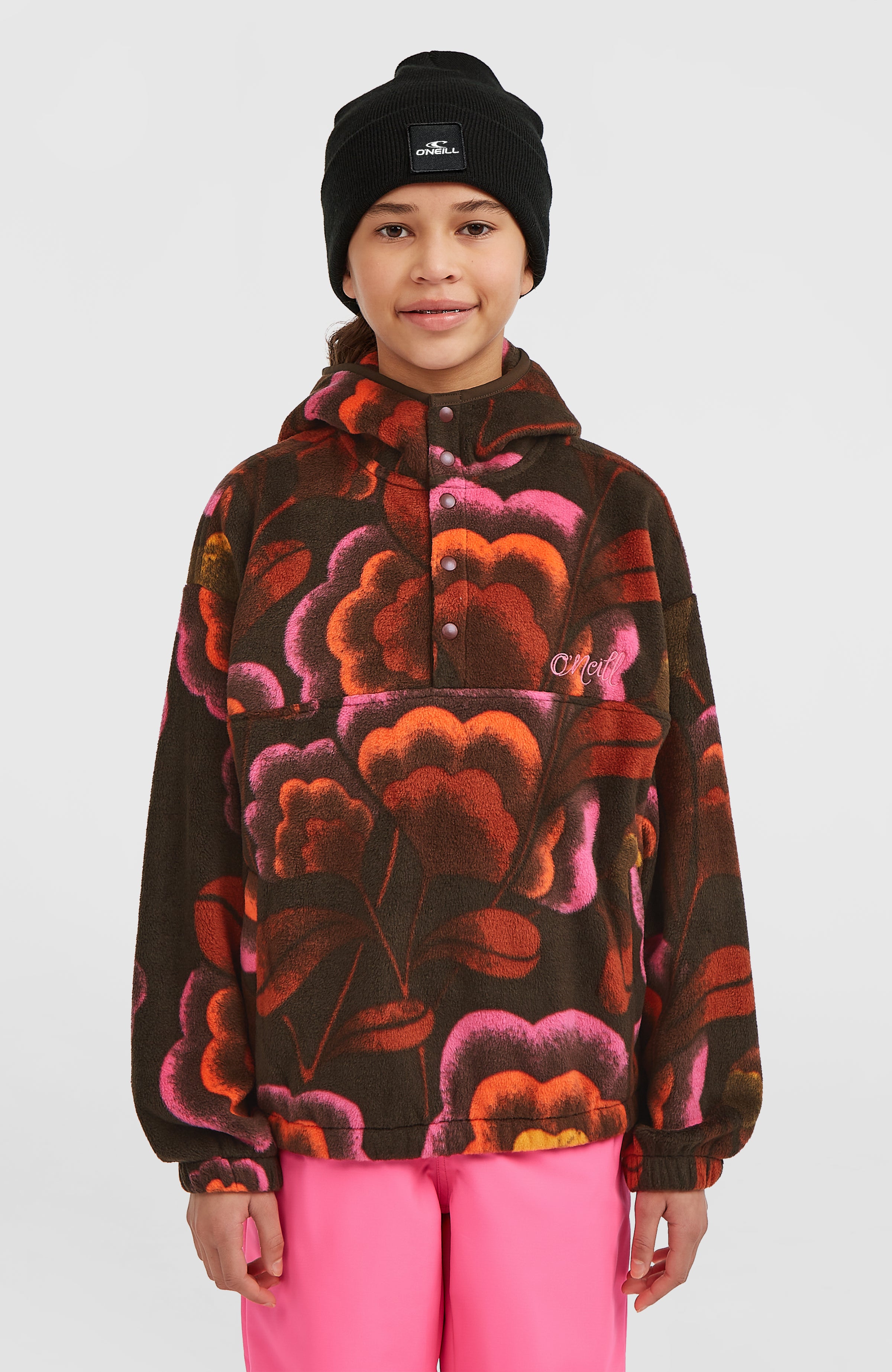 Superfleece hoodie met halve rits