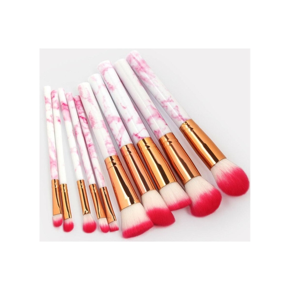 Profesjonelle skånsomme sminkekoster 10-Pack, Marmor Fuchsia