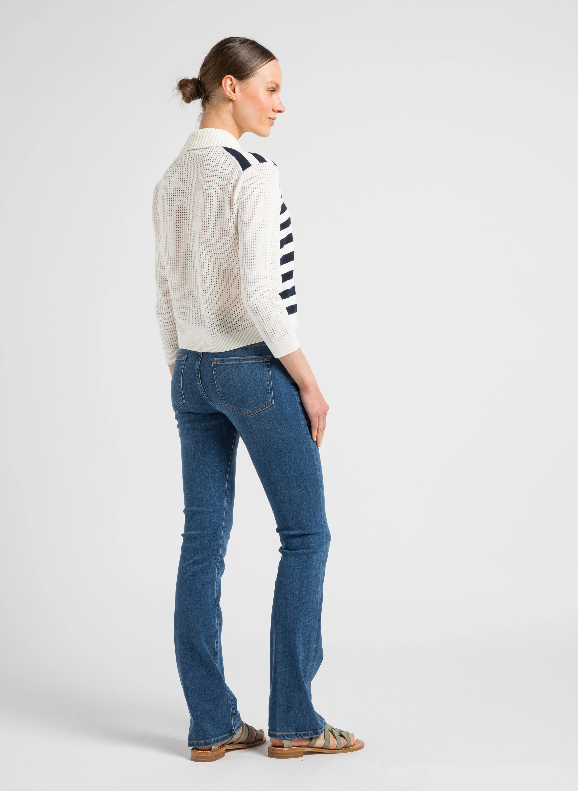 Cardigan à rayures en coton | Blanc