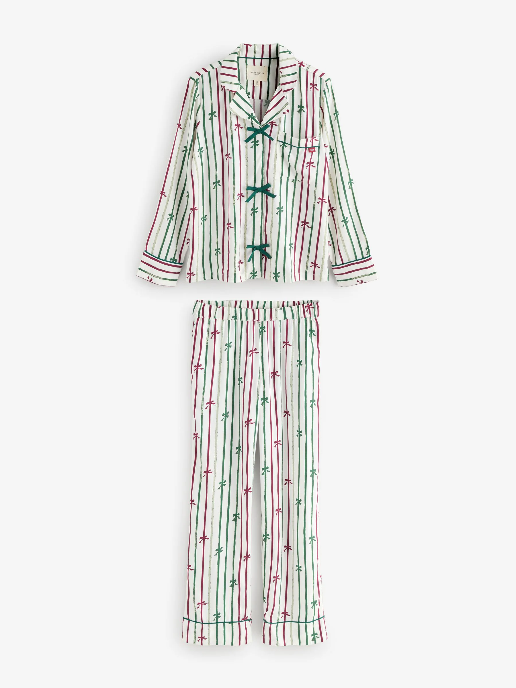 Laura Ashley Bow Stripe Button Through Pyjamas