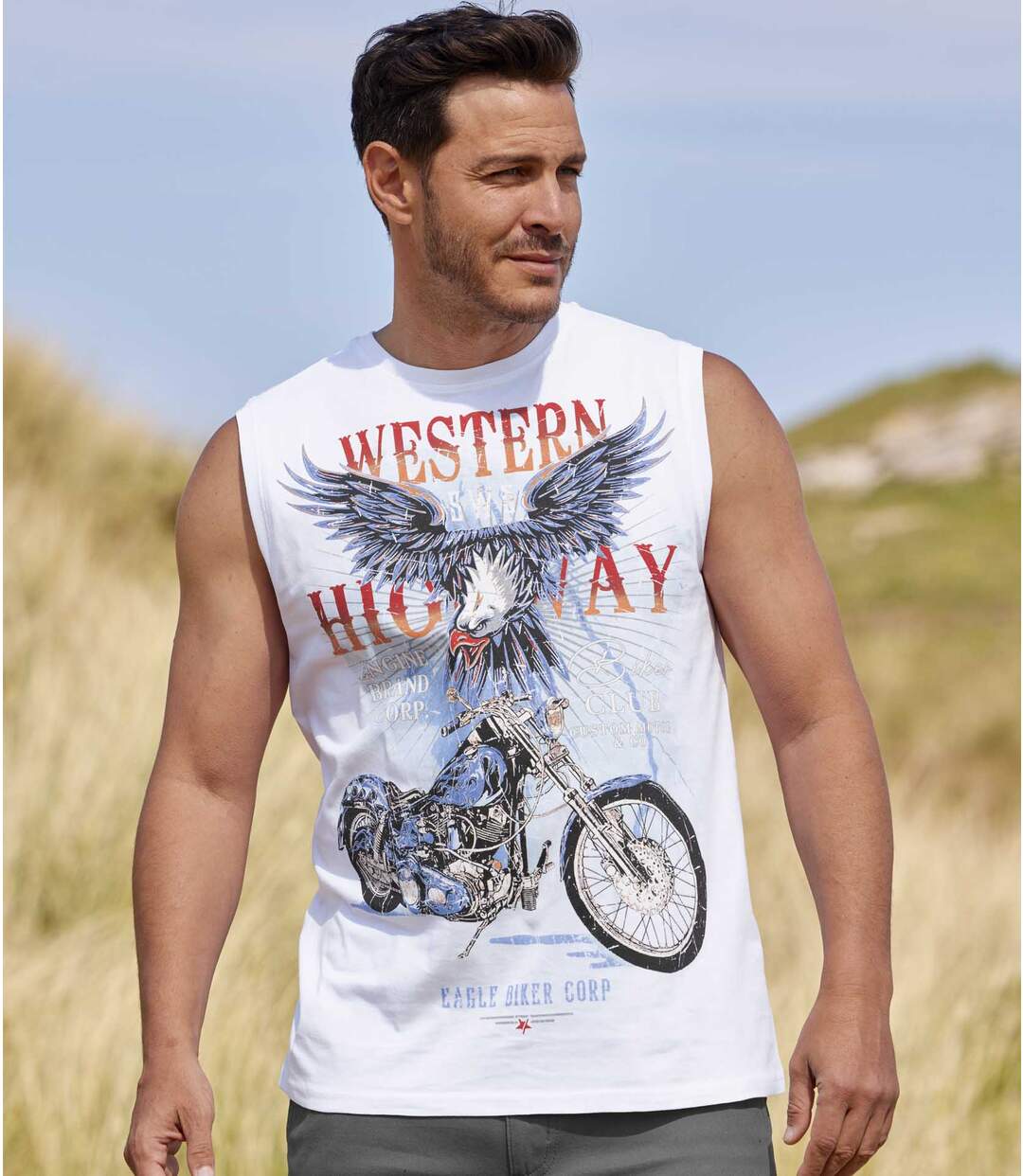 Lot de 2 Tee-Shirts Sans Manches Eagle Biker