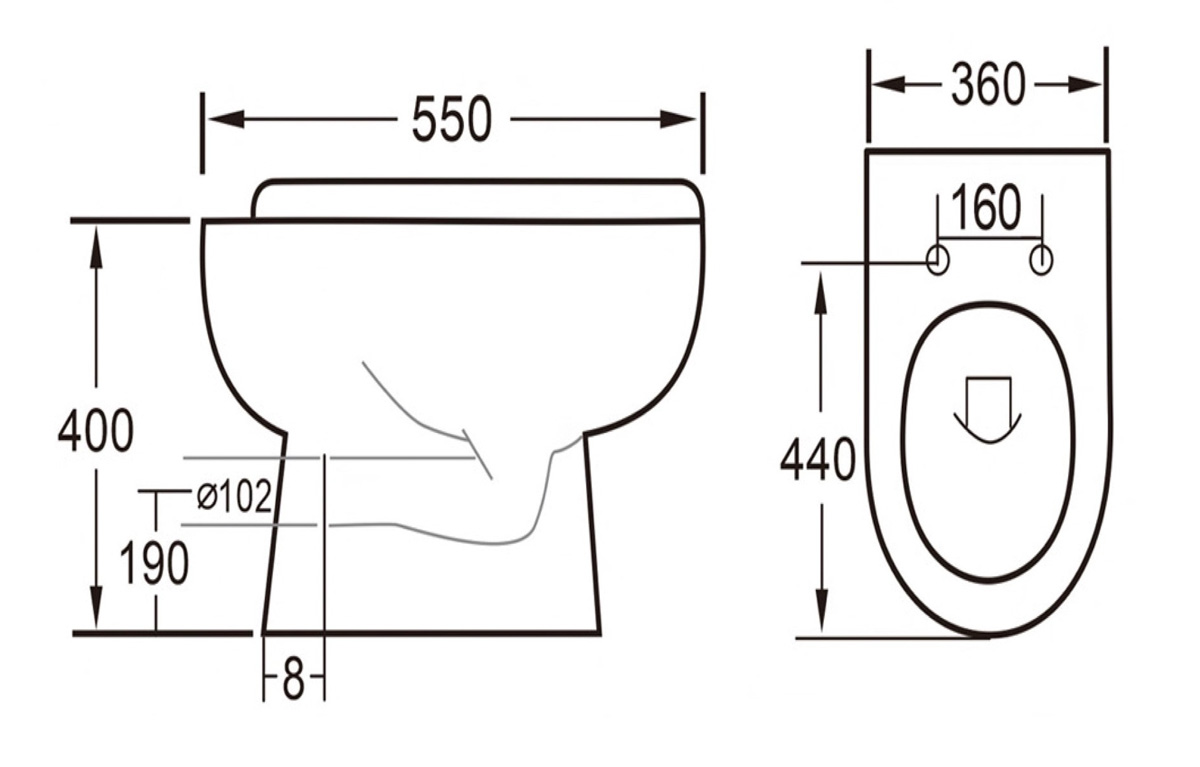 Eastbrook Osterley staand toilet met vortex spoeling wit glans