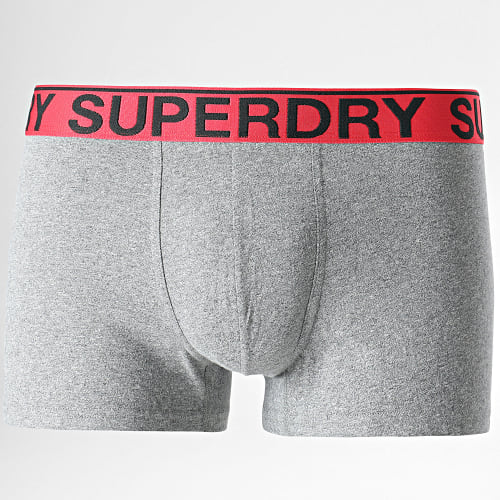 Lot De 3 Boxers Classic Gris Chiné Rouge Gris Anthracite