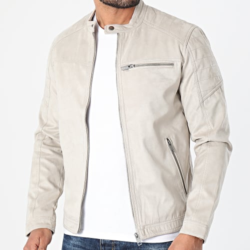 Veste Zippée Suédine Rocky Beige