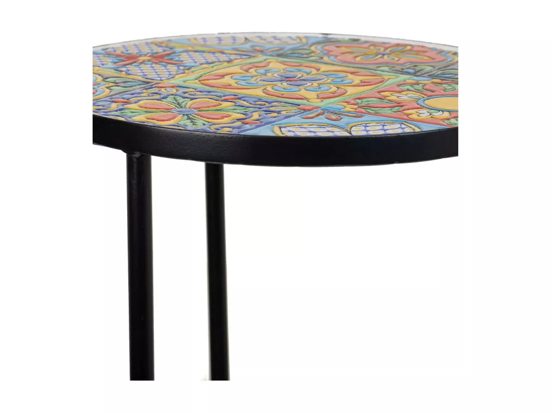 Ensemble de 3 supports en mosaïque et métal noirs