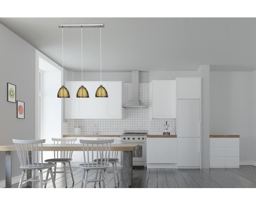 Hanglamp, 3-lichts, B 80 cm, chroom/brons