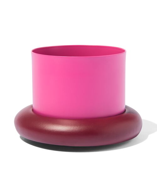pot de fleur Ø 10 x 6,5 cm métal avec soucoupe rose