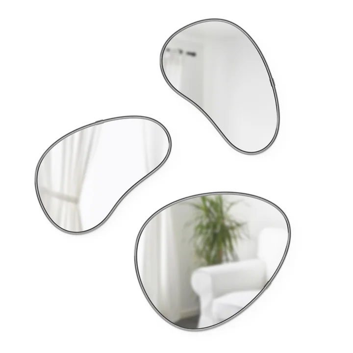 Umbra - Hubba Pebble Wandspiegel, 3er Set, titan