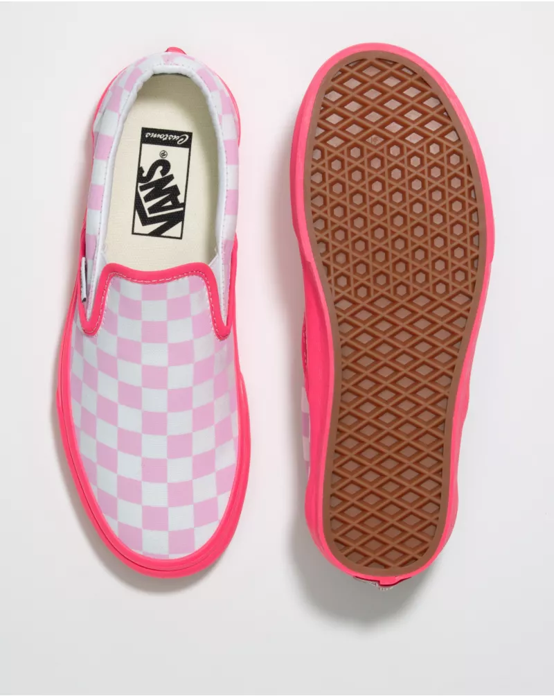 Customs Neon Pink Checkerboard Slip-On Wide