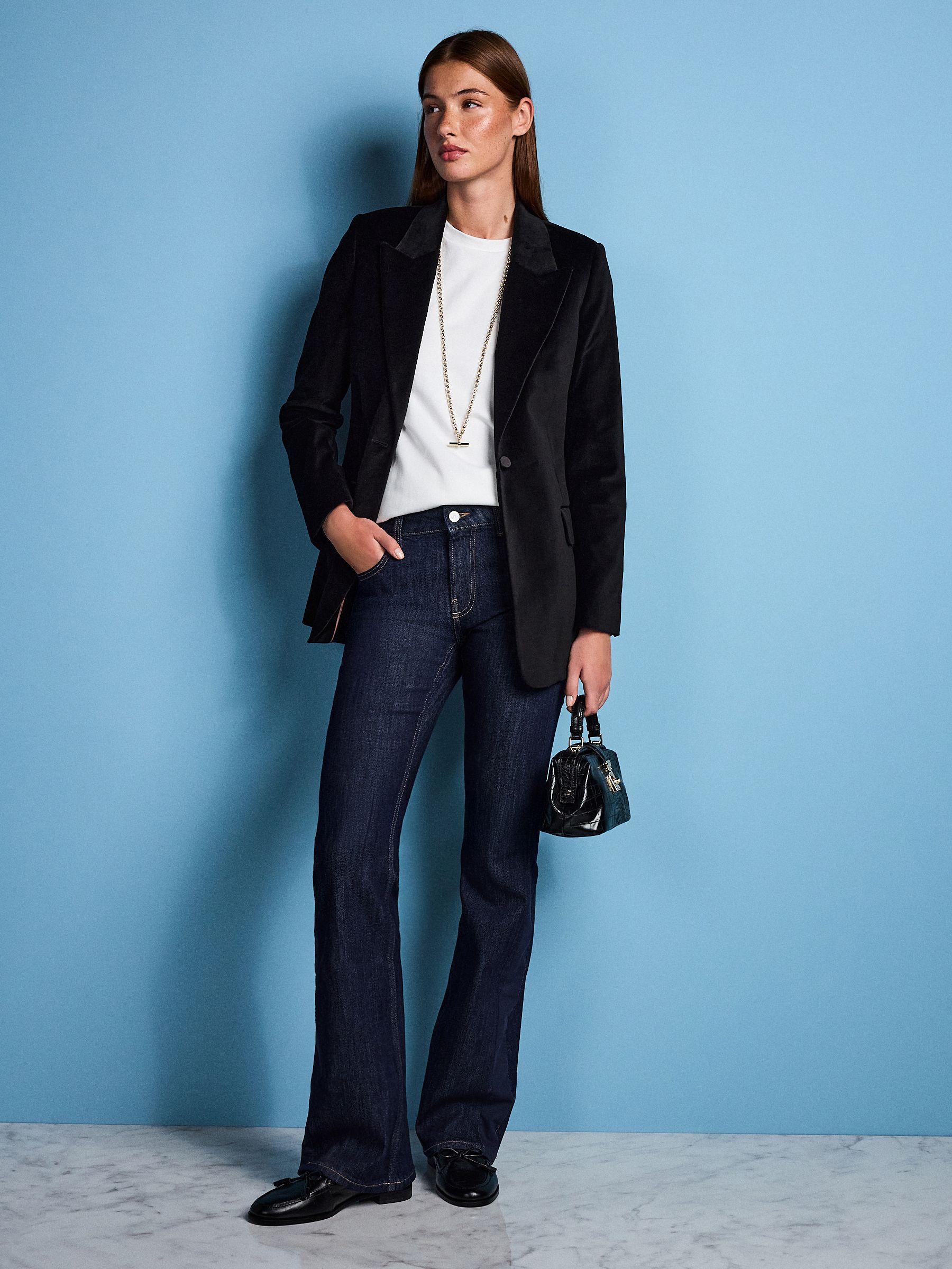 Zwart - Tabitha Simmons X Next katoenen fluwelen single breasted blazer