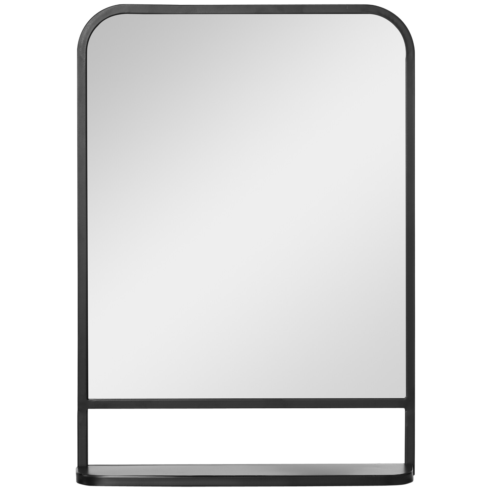 HOMCOM Wandspiegel mit 1 Ablagefläche schwarz 70L x 10,2B x 50H cm