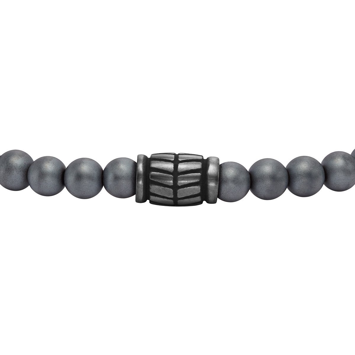 Bracelet FOSSIL acier inoxydable cordon noir hématites