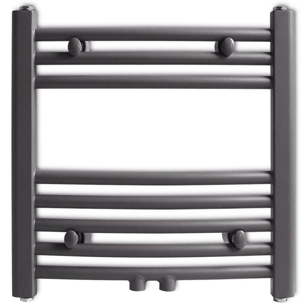 Gebogen badkamerradiator, 480 x 480 mm, grijs