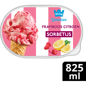 Hertog IJssalon Sorbetijs Framboos Citroen 825 ml