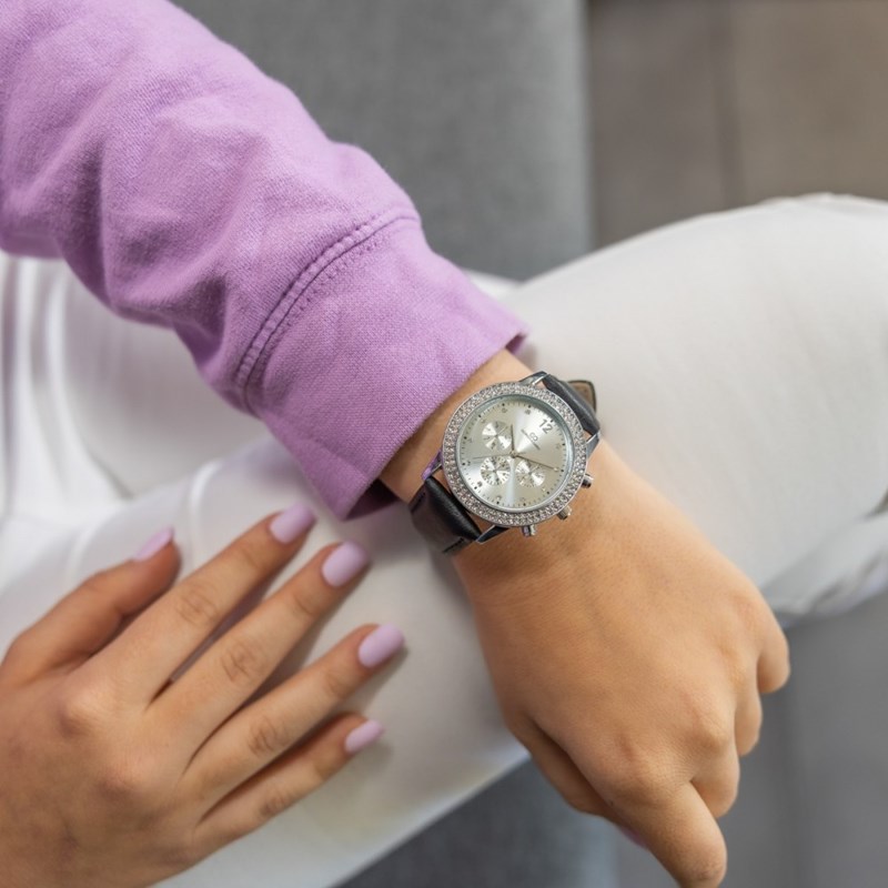 Coffret montre Femme GIORGIO bracelet Cuir Noir