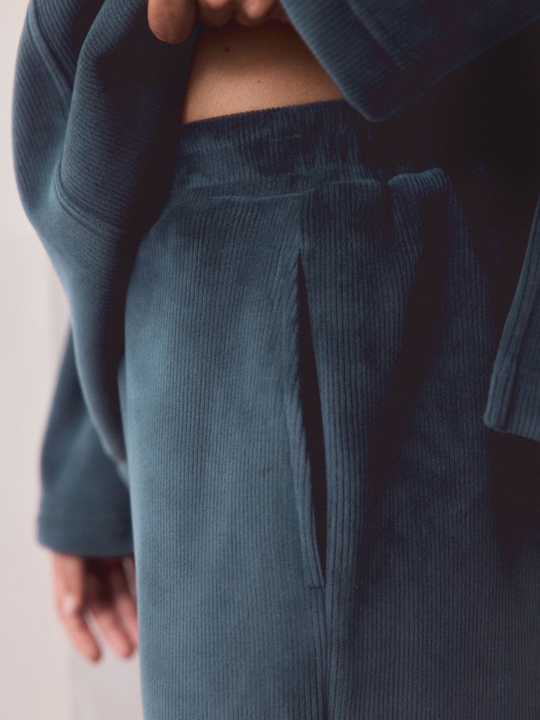 Blauw - Comfortabele corduroy broek met wijde pijpen