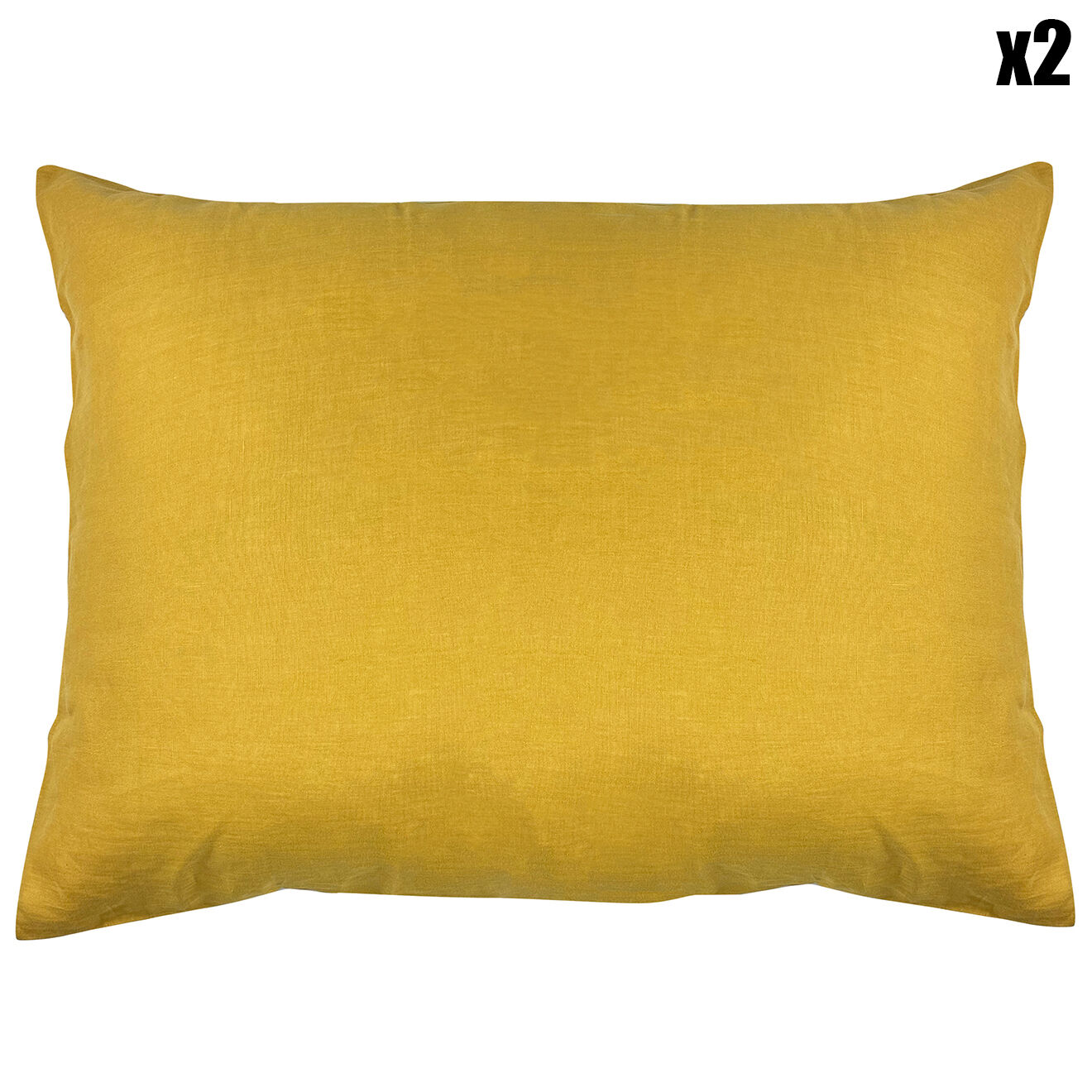 United by Perle de coton 2 Taies d'oreiller 100% Lin lavé safran