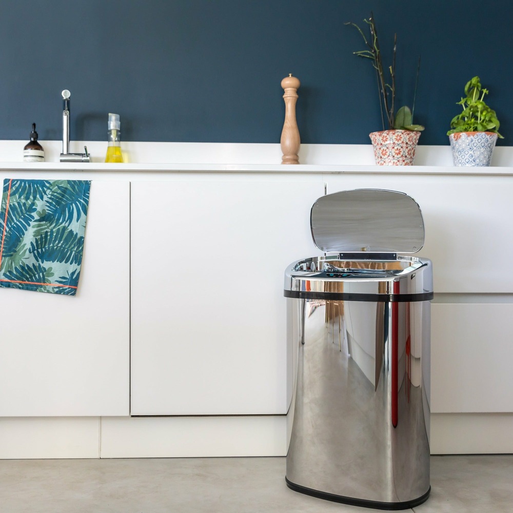 Poubelle de cuisine automatique majestic argent acier inoxydable 68l