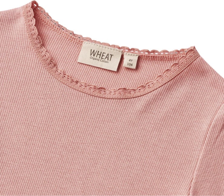 Wheat Langærmet Rib T-shirt Reese Lyserød