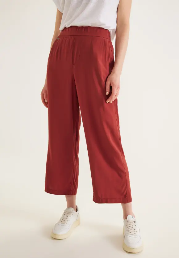Viskose Loose Fit Hose - foxy red