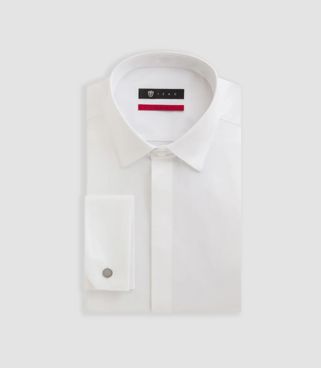 Chemise en satin stretch blanche 