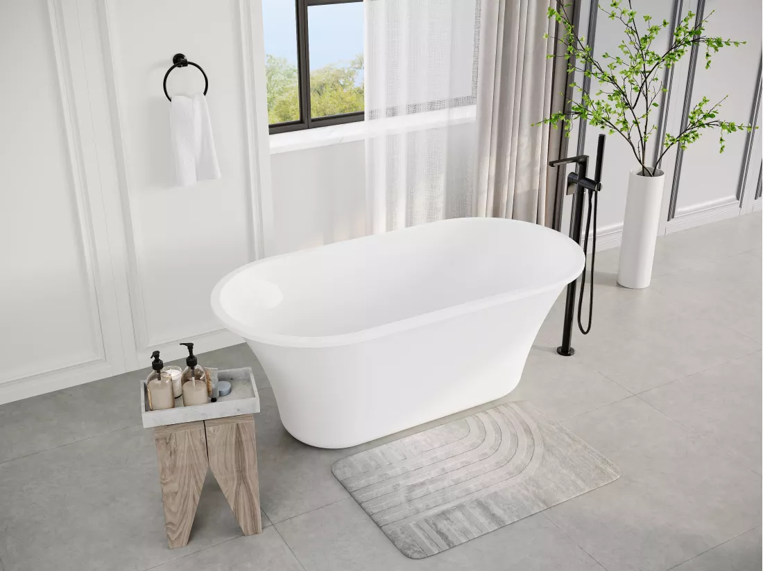 Baignoire îlot design - 193 L - 150 x 75 x 58 cm - Blanche - NOEMIE II