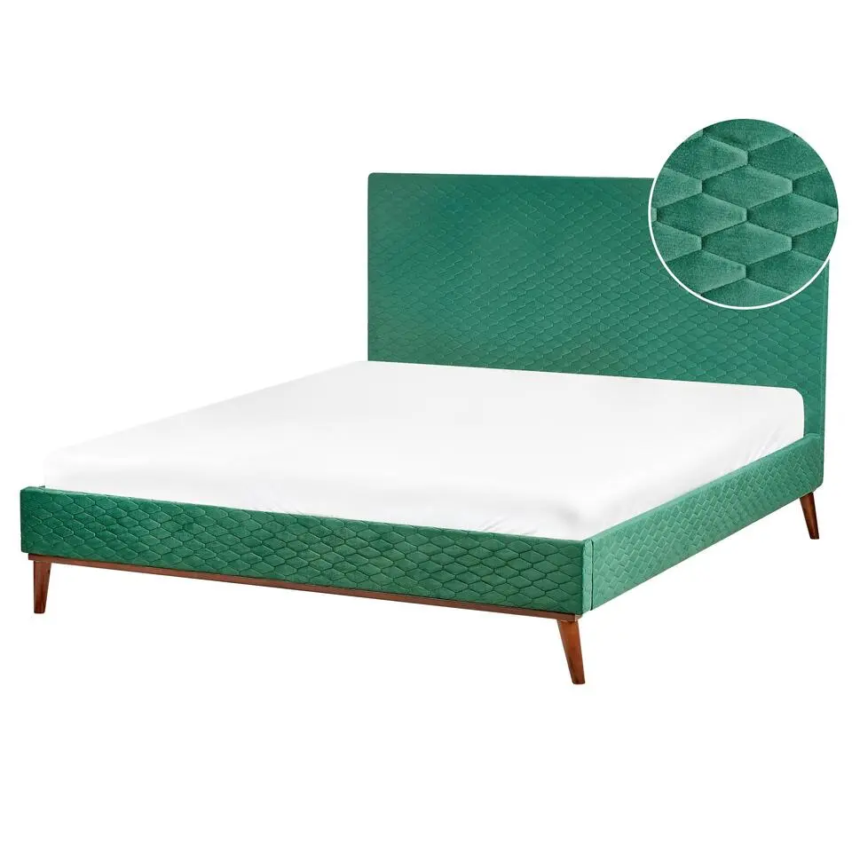BAYONNE - Tweepersoonsbed - Groen - 160 x 200 cm - Fluweel