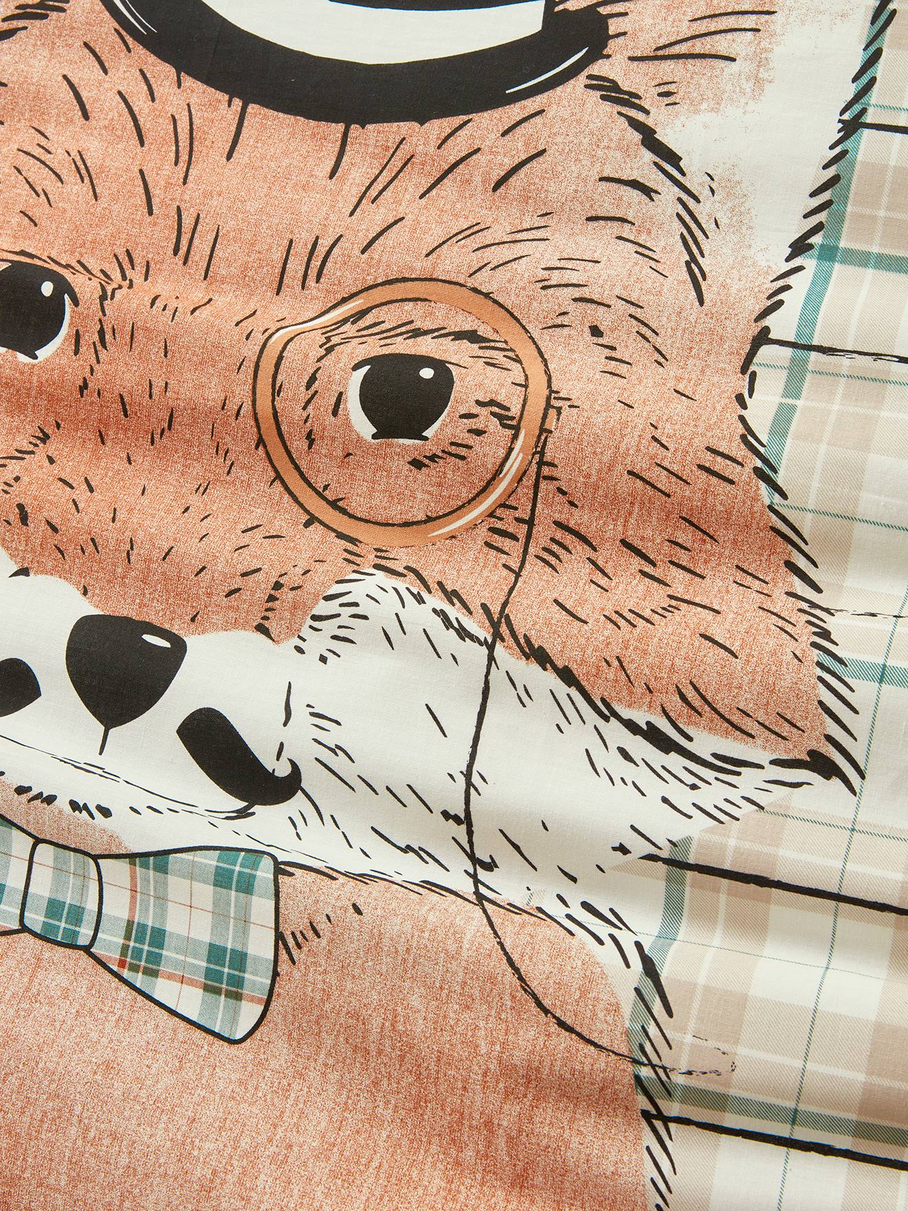 Conjunto de capa de edredom e fronha infantil DANDY FOX, bege médio liso com estampas.