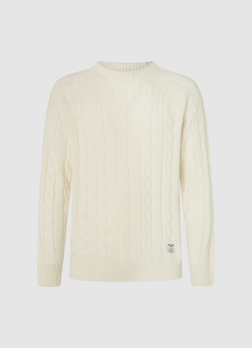 PEPE JEANS<br>Suéter com gola alta, tricô trançado