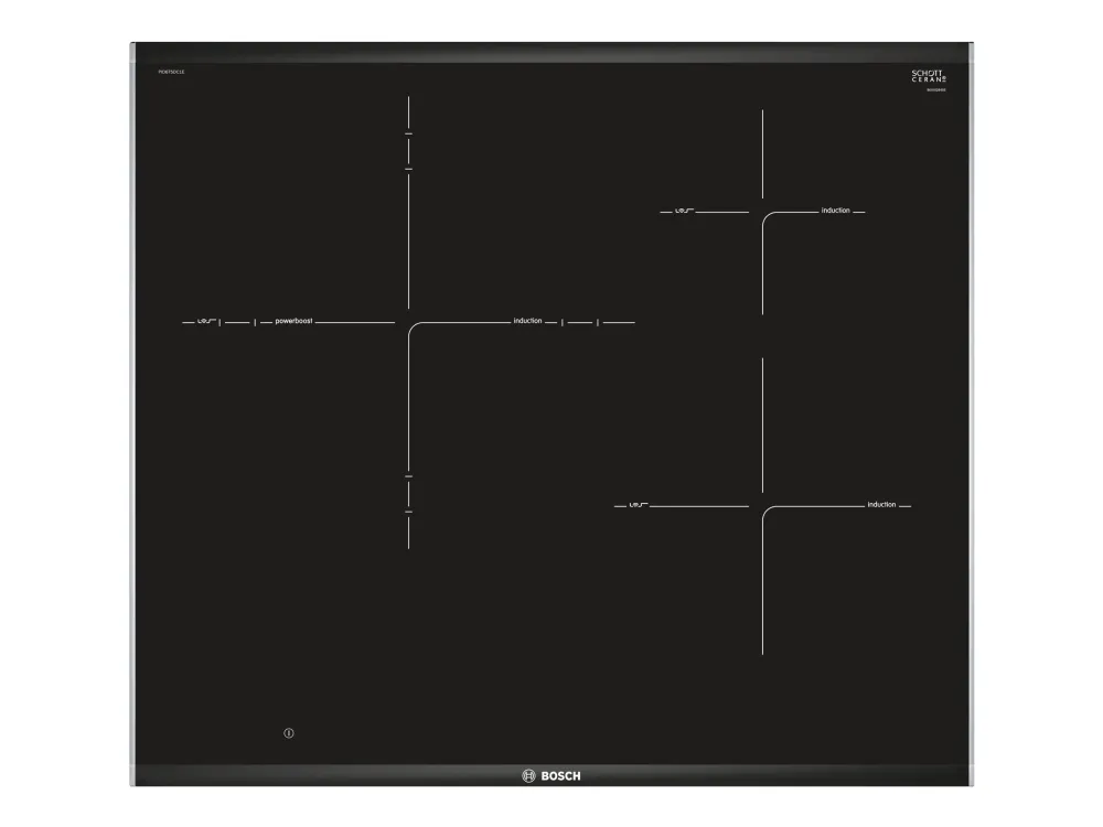 Bosch Serie | 8 PID675DC1E - Induktions kogeplade - 3 plader - Niche - bredde: 56 cm - dybde: 49 cm - med kantet front og ryg-pynt, aluminiumssidepynt - sort