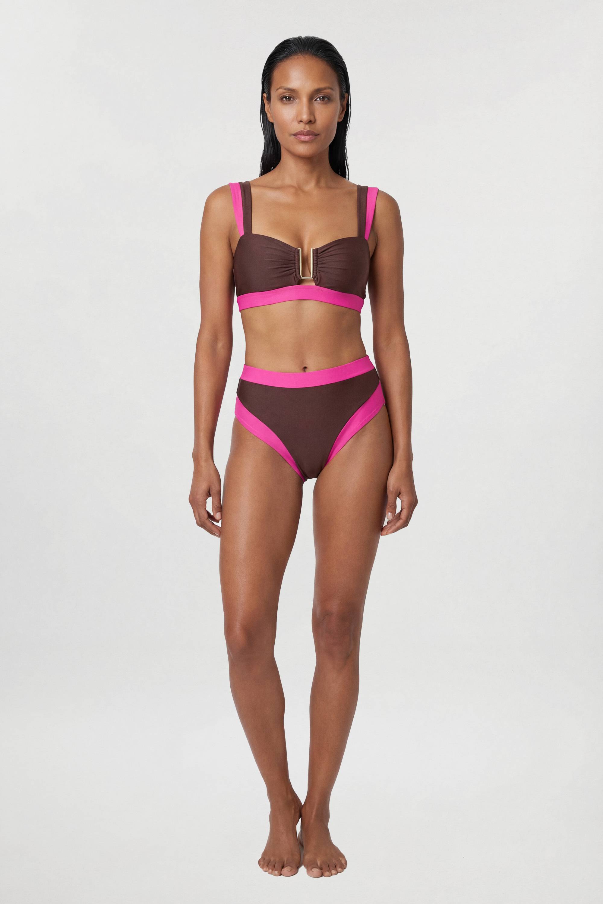 KarenMillen Bas De Bikini Taille Haute À Finitions Contrastées